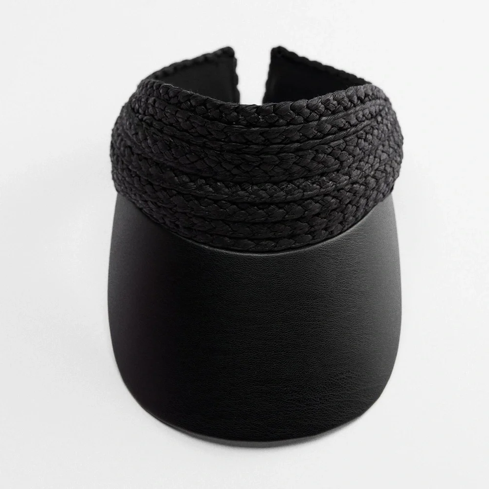 NWT. Zara Black Raffia Vizor. Size S-M.
